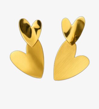 Double Heart Drop Earrings